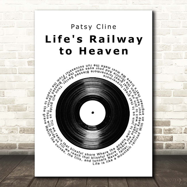 Patsy Cline Life's Railway to Heaven Vinyl Record Song Lyric Print