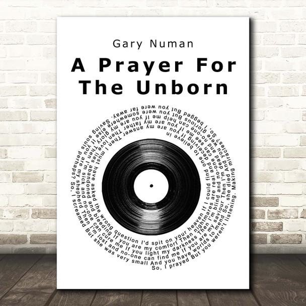 Gary Numan A Prayer For The Unborn Vinyl Record Song Lyric Print