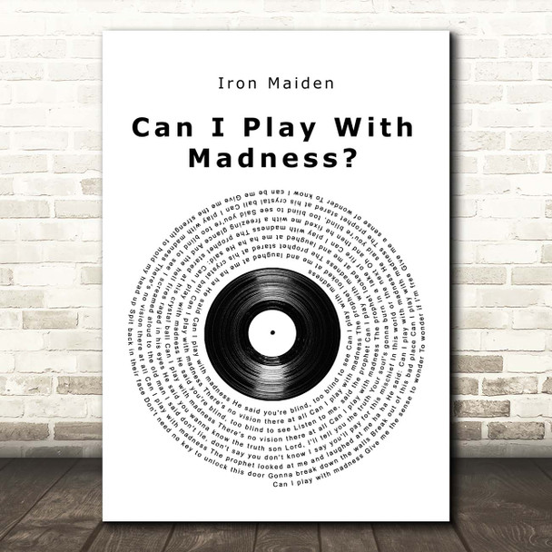 Iron Maiden Can I Play With Madness Vinyl Record Song Lyric Print