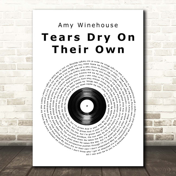 Amy Winehouse Tears Dry On Their Own Vinyl Record Song Lyric Print