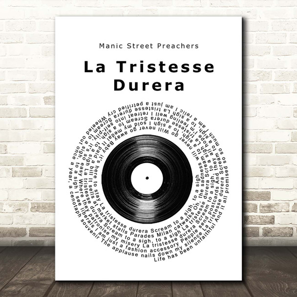 Manic Street Preachers La Tristesse Durera Vinyl Record Song Lyric Print