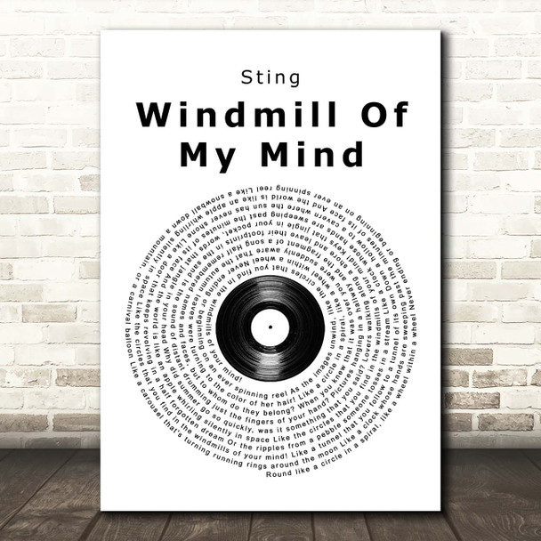 Sting Windmill Of My Mind Vinyl Record Song Lyric Print