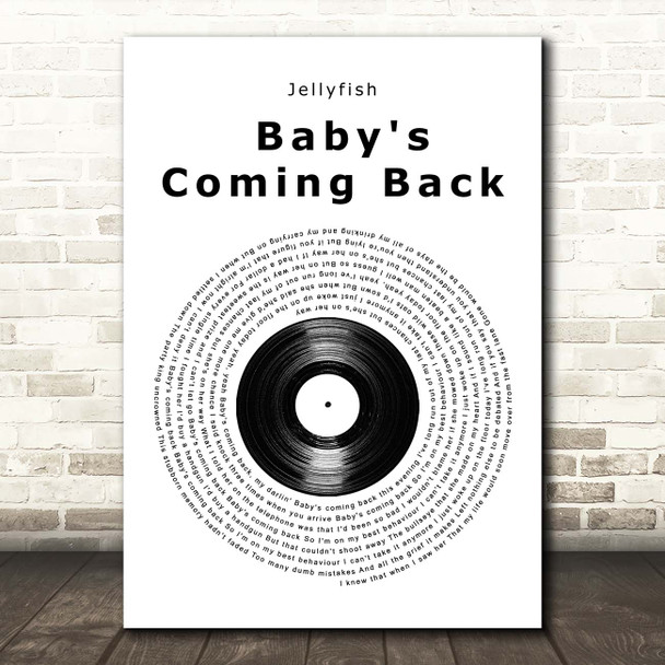 Jellyfish Baby's Coming Back Vinyl Record Song Lyric Print