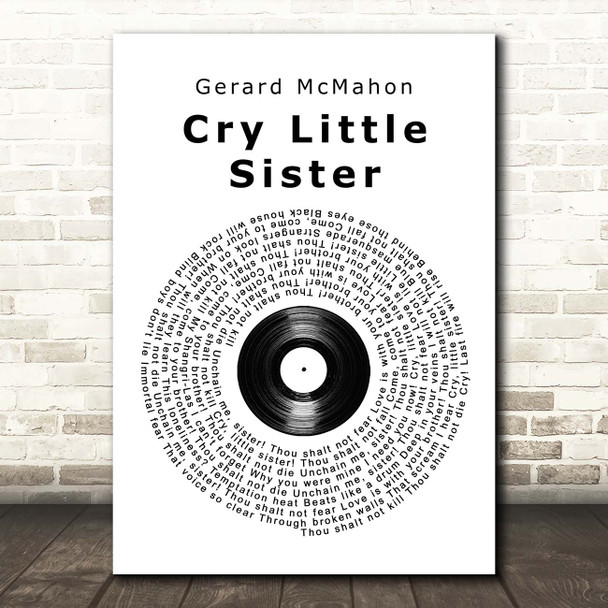 Gerard McMahon Cry Little Sister Vinyl Record Song Lyric Print