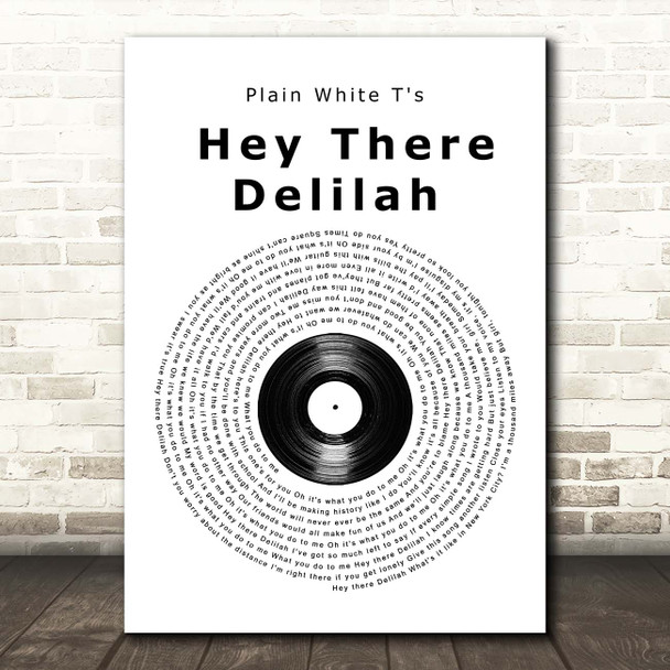 Plain White T's Hey There Delilah Vinyl Record Song Lyric Print