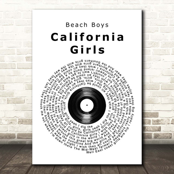 Beach Boys California Girls Vinyl Record Song Lyric Print