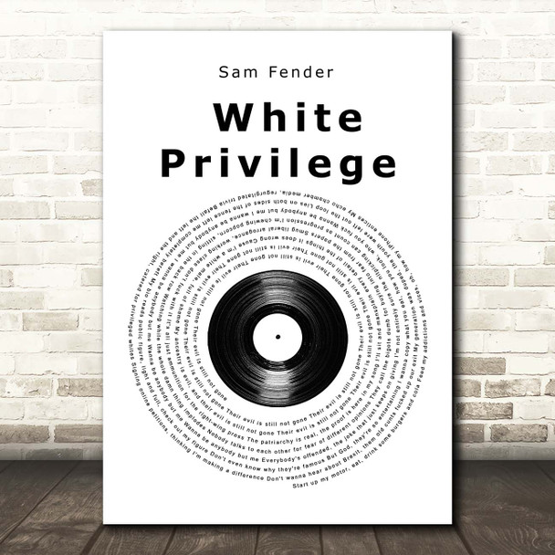 Sam Fender White Privilege Vinyl Record Song Lyric Print