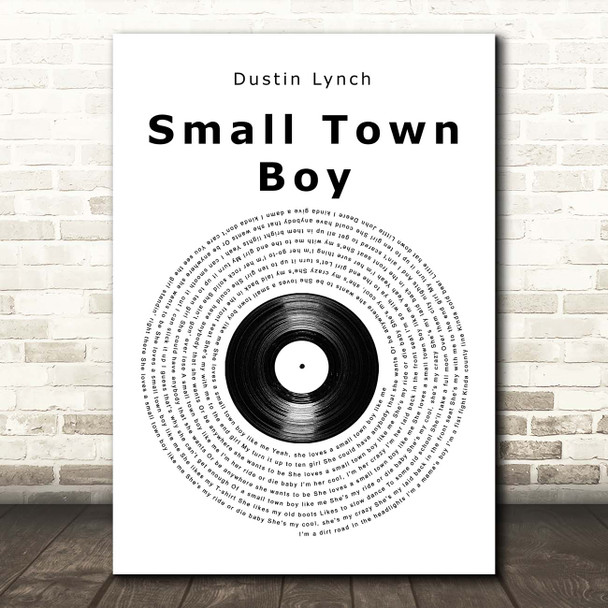 Dustin Lynch Small Town Boy Vinyl Record Song Lyric Print