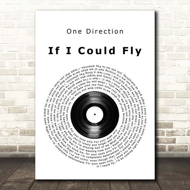 One Direction If I Could Fly Vinyl Record Song Lyric Print