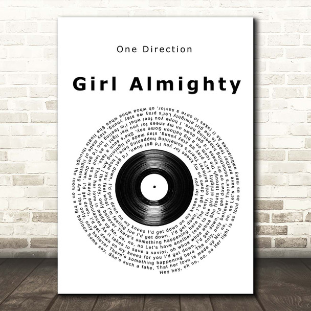 One Direction Girl Almighty Vinyl Record Song Lyric Print