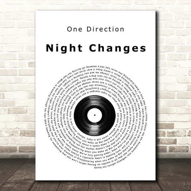 One Direction Night Changes Vinyl Record Song Lyric Print