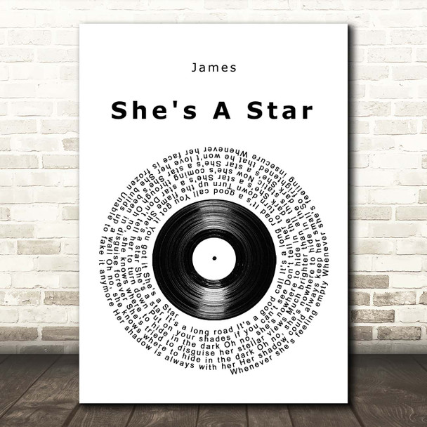 James She's A Star Vinyl Record Song Lyric Print
