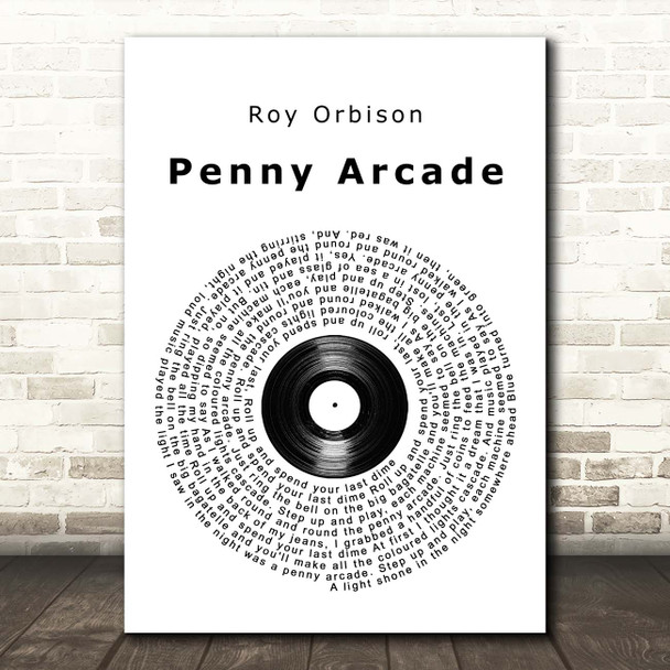 Roy Orbison Penny Arcade Vinyl Record Song Lyric Print