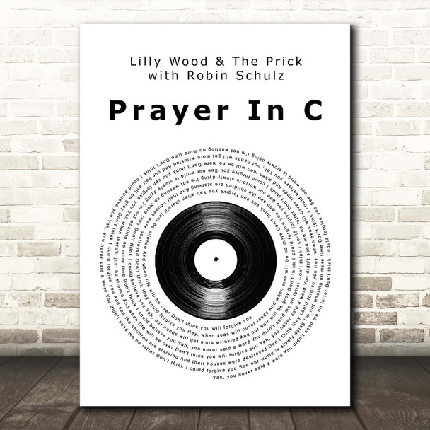 Lilly Wood & The Prick with Robin Schulz Prayer In C Vinyl Record Song Lyric Print