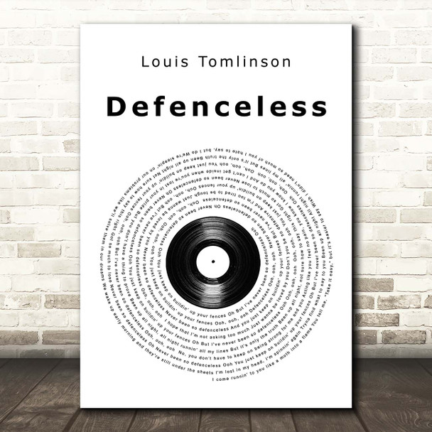 Louis Tomlinson Defenceless Vinyl Record Song Lyric Print