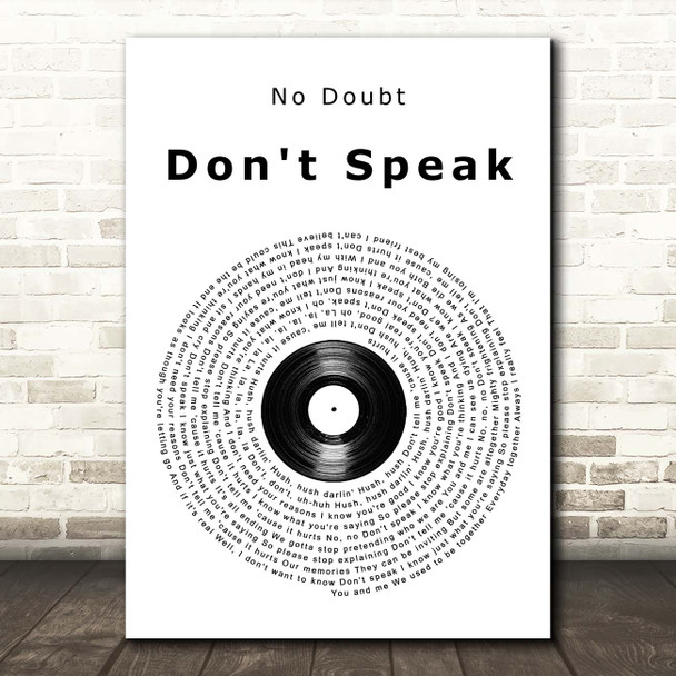 No Doubt Don't Speak Vinyl Record Song Lyric Print
