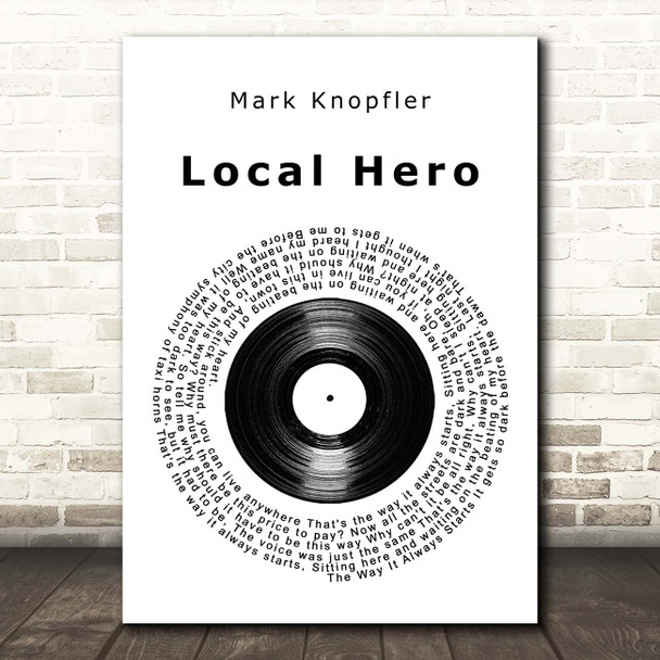 Mark Knopfler Local Hero Vinyl Record Song Lyric Print