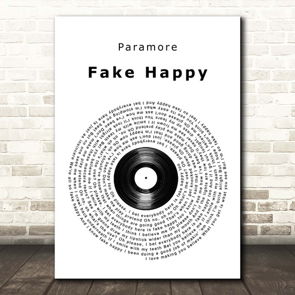 Paramore Fake Happy Vinyl Record Song Lyric Print