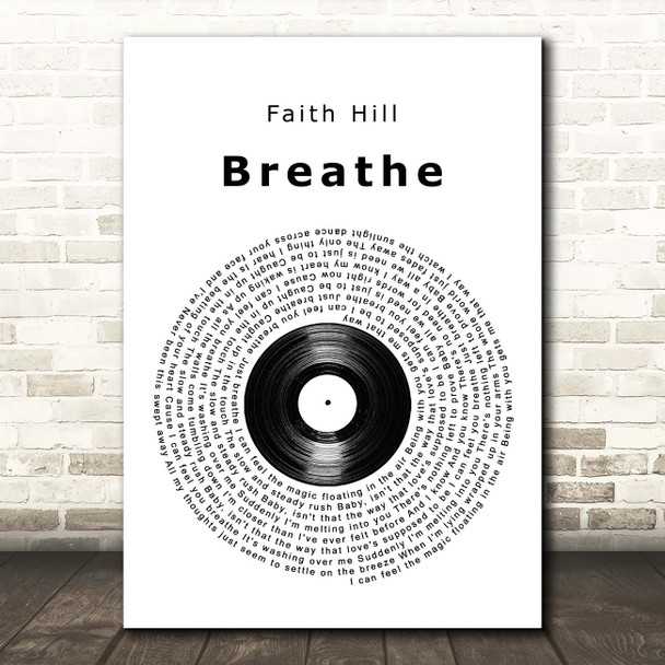 Faith Hill Breathe Vinyl Record Song Lyric Print