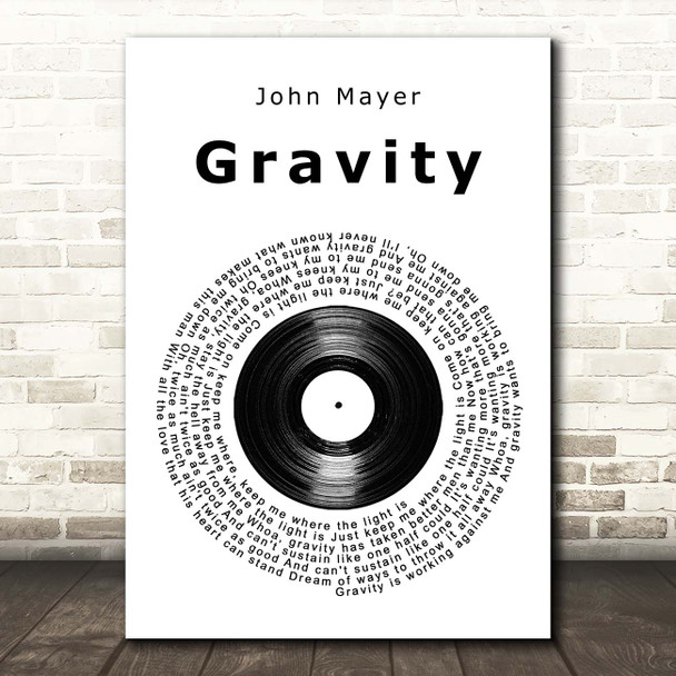 John Mayer Gravity Vinyl Record Song Lyric Print
