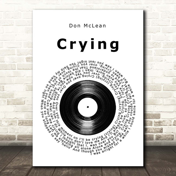 Don McLean Crying Vinyl Record Song Lyric Print