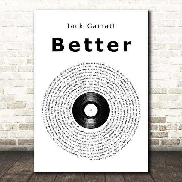 Jack Garratt Better Vinyl Record Song Lyric Print