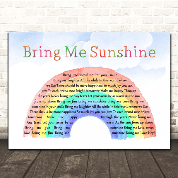 Morecambe and Wise Bring Me Sunshine Watercolour Rainbow & Clouds Song Lyric Print