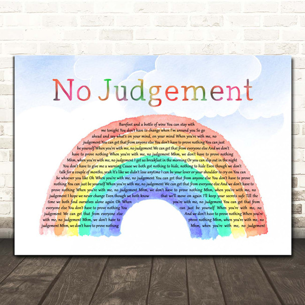 Niall Horan No Judgement Watercolour Rainbow & Clouds Song Lyric Print