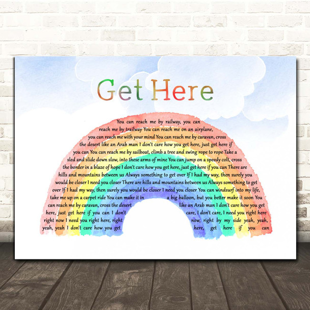 Oleta Adams Get Here Watercolour Rainbow & Clouds Song Lyric Print