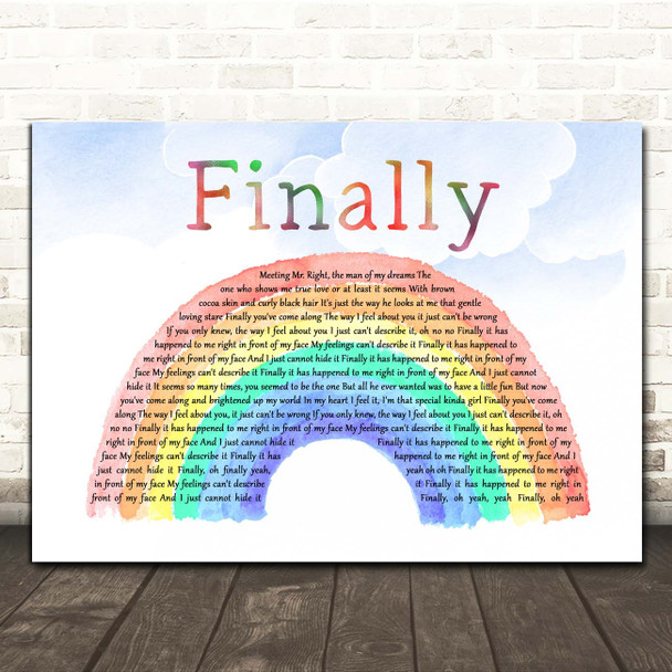 CeCe Peniston Finally Watercolour Rainbow & Clouds Song Lyric Print