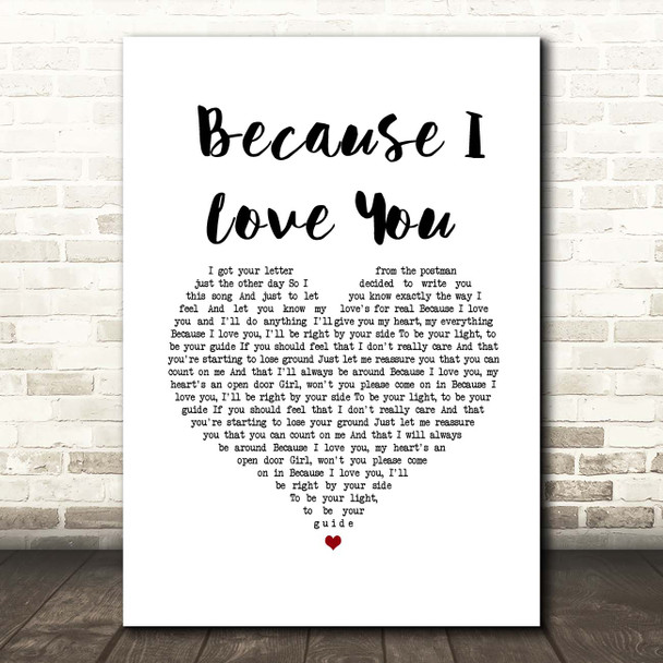 Stevie B Because I Love You (The Postman Song) White Heart Song Lyric Print