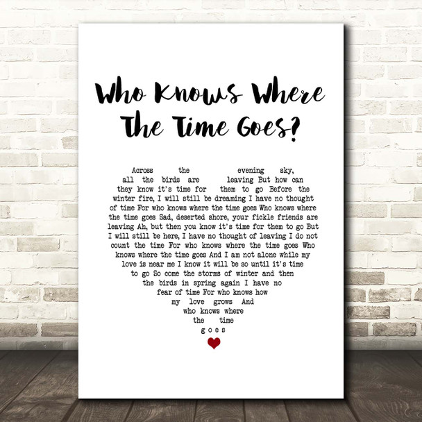 Sandy Denny & The Strawbs Who Knows Where The Time Goes White Heart Song Lyric Print