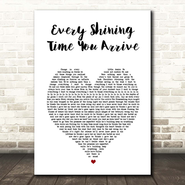 Sunny Day Real Estate Every Shining Time You Arrive White Heart Song Lyric Print