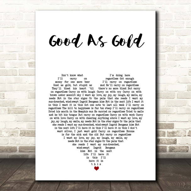 The Beautiful South Good As Gold (Stupid As Mud) White Heart Song Lyric Print