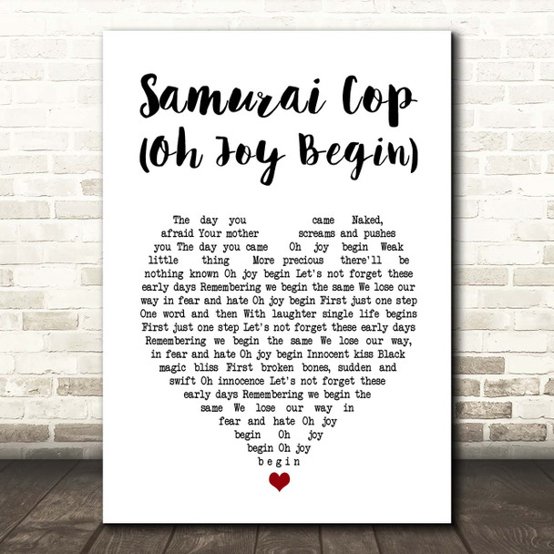 Dave Matthews Band Samurai Cop (Oh Joy Begin) White Heart Song Lyric Print