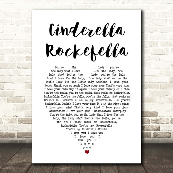 Esther & Abi Ofarim Cinderella Rockefella White Heart Song Lyric Print