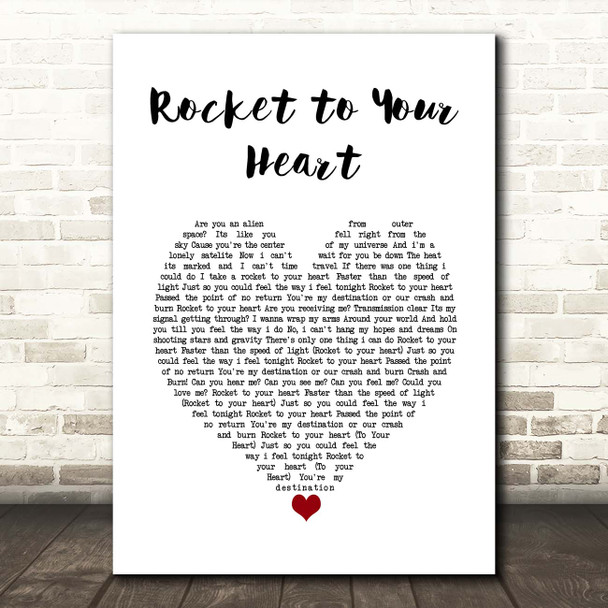 Danger Danger Rocket to Your Heart White Heart Song Lyric Print