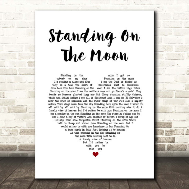 Grateful Dead Standing On The Moon White Heart Song Lyric Print