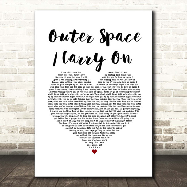 5 Seconds of Summer Outer Space Carry On White Heart Song Lyric Print