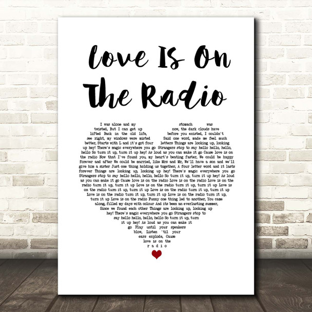 McFly Love Is On The Radio White Heart Song Lyric Print