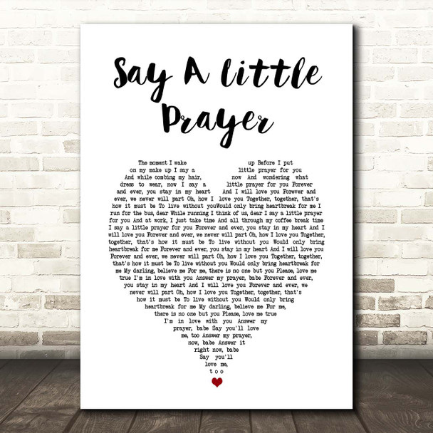 Bomb The Bass Say A Little Prayer White Heart Song Lyric Print