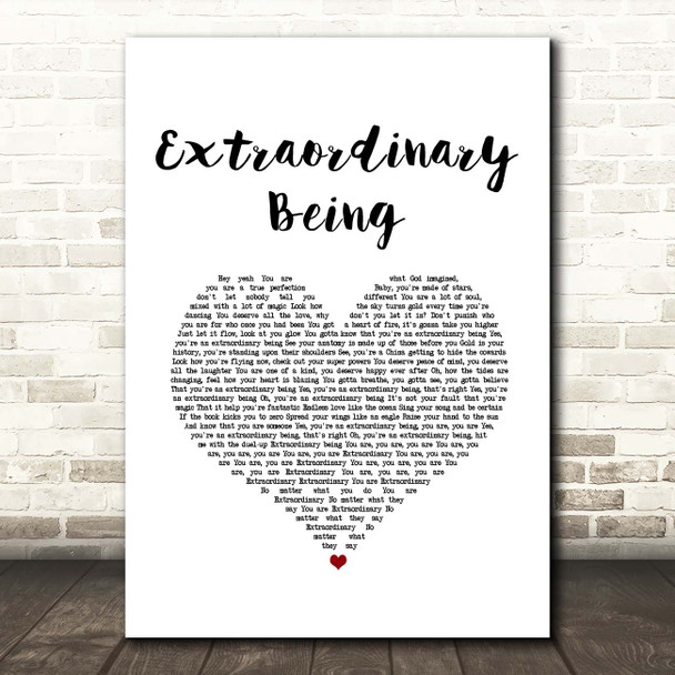 Emeli Sandé Extraordinary Being White Heart Song Lyric Print