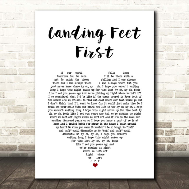 Bayside Landing Feet First White Heart Song Lyric Print