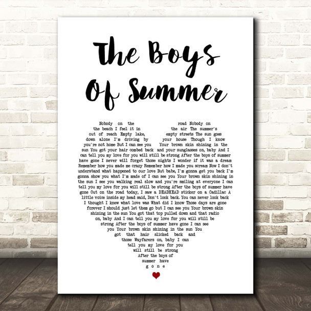 Don Henley The Boys Of Summer White Heart Song Lyric Print