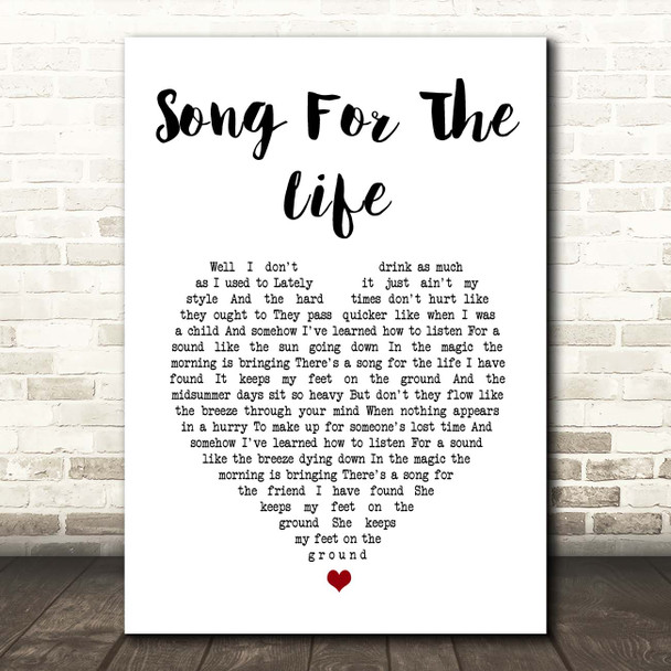 Alan Jackson Song for the Life White Heart Song Lyric Print