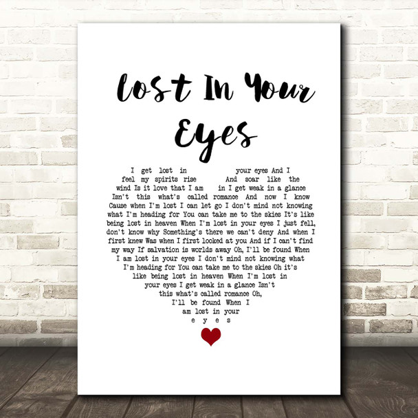 Debbie Gibson Lost In Your Eyes White Heart Song Lyric Print