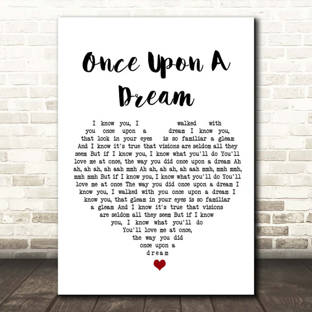 Lana Del Rey Once Upon A Dream White Heart Song Lyric Print