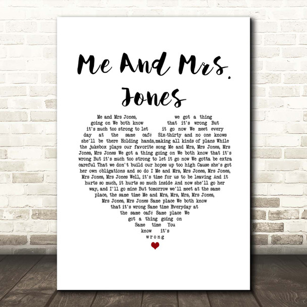 Michael Buble Me And Mrs. Jones White Heart Song Lyric Print