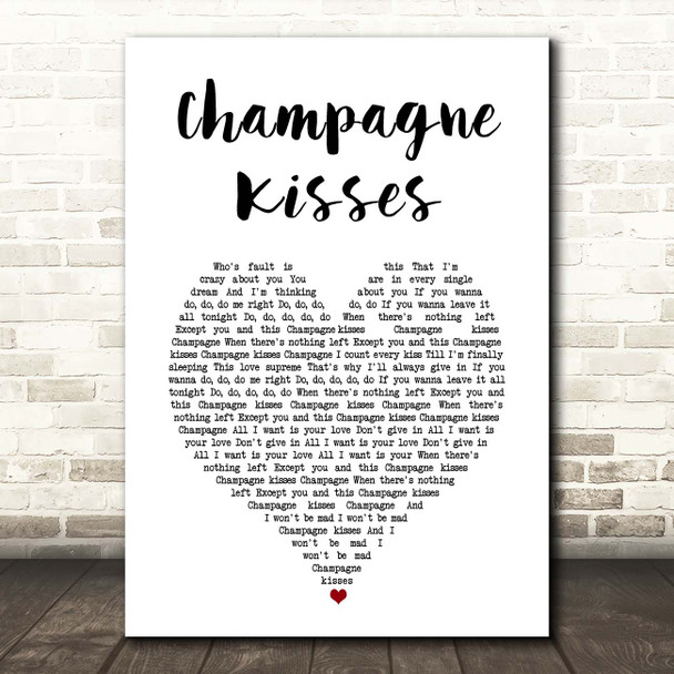 Jessie Ware Champagne Kisses White Heart Song Lyric Print