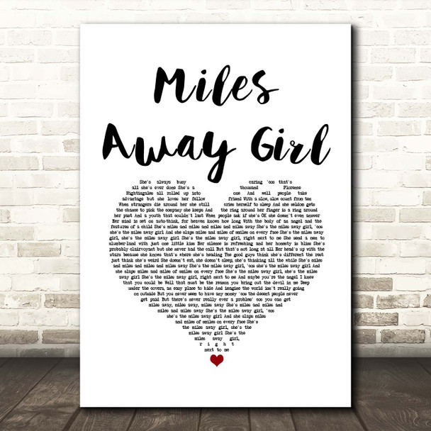 The Wildhearts Miles Away Girl White Heart Song Lyric Print
